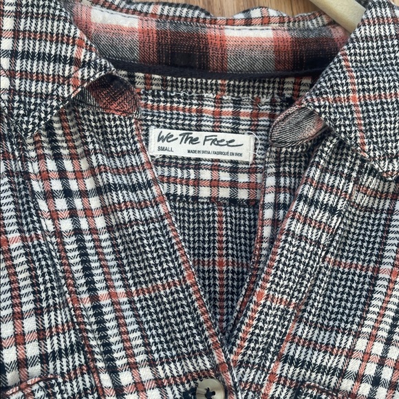 We The Free Checkered Button-Up Shirt - Red and Black size S - Picture 4 of 7